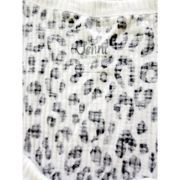 Jenni Intimates Leopard Print Tanktop Stretchy Scoop Neck Razor Back White/Black - Picture 3 of 3